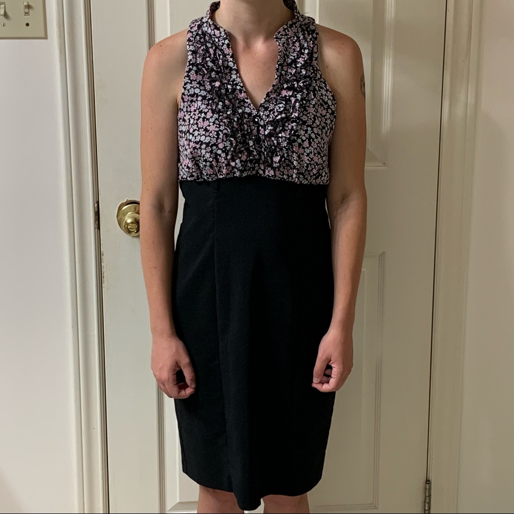 3 For $25jessica, Us 8, Pink & Black Ditsy Floral Top Sleeveless V-Neck Dress